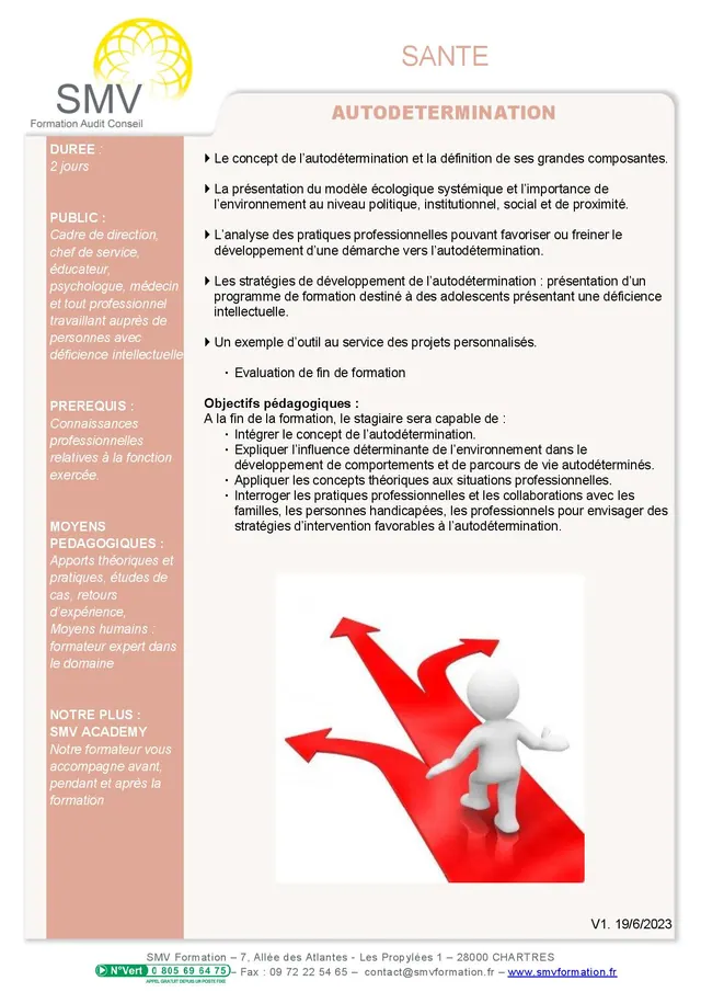 Fiche programme de la formation Autodétermination : durée, public, prérequis, objectifs pédagogiques et contenu