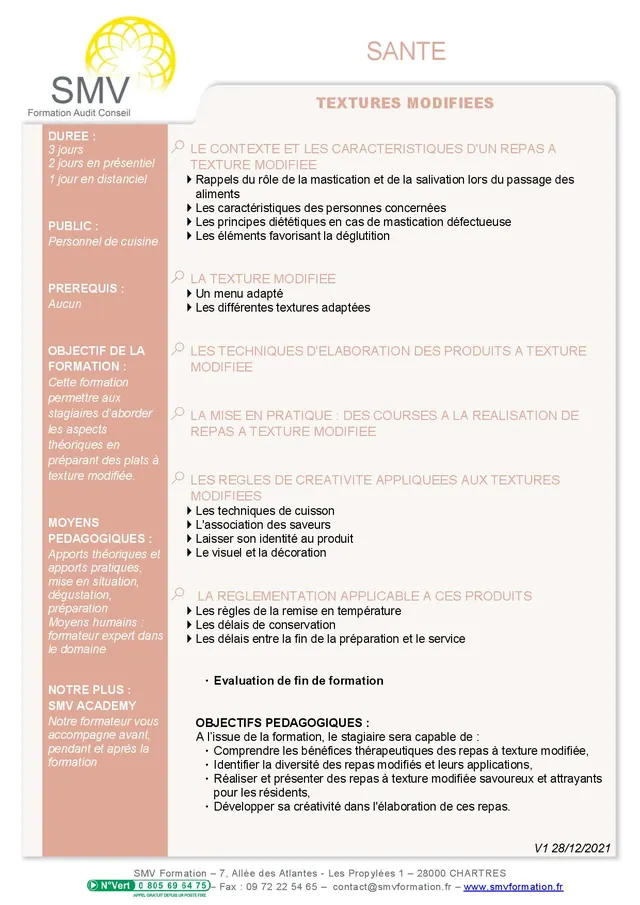 Fiche programme de la formation Textures modifiées 3 jours : durée, public, prérequis, objectifs pédagogiques et contenu