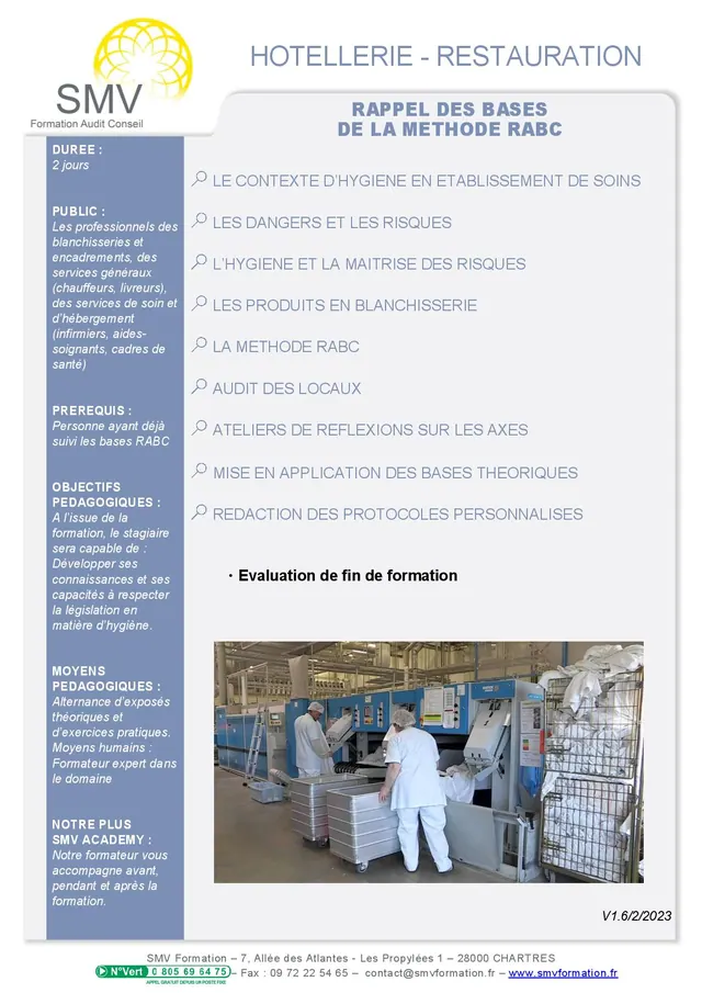 Fiche programme de la formation Rappel des bases RABC : durée, public, prérequis, objectifs pédagogiques et contenu